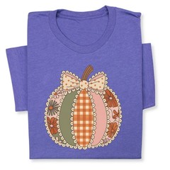 Retro Patchwork Pumpkin Fall T-Shirt – Cute Autumn Gift Tee
