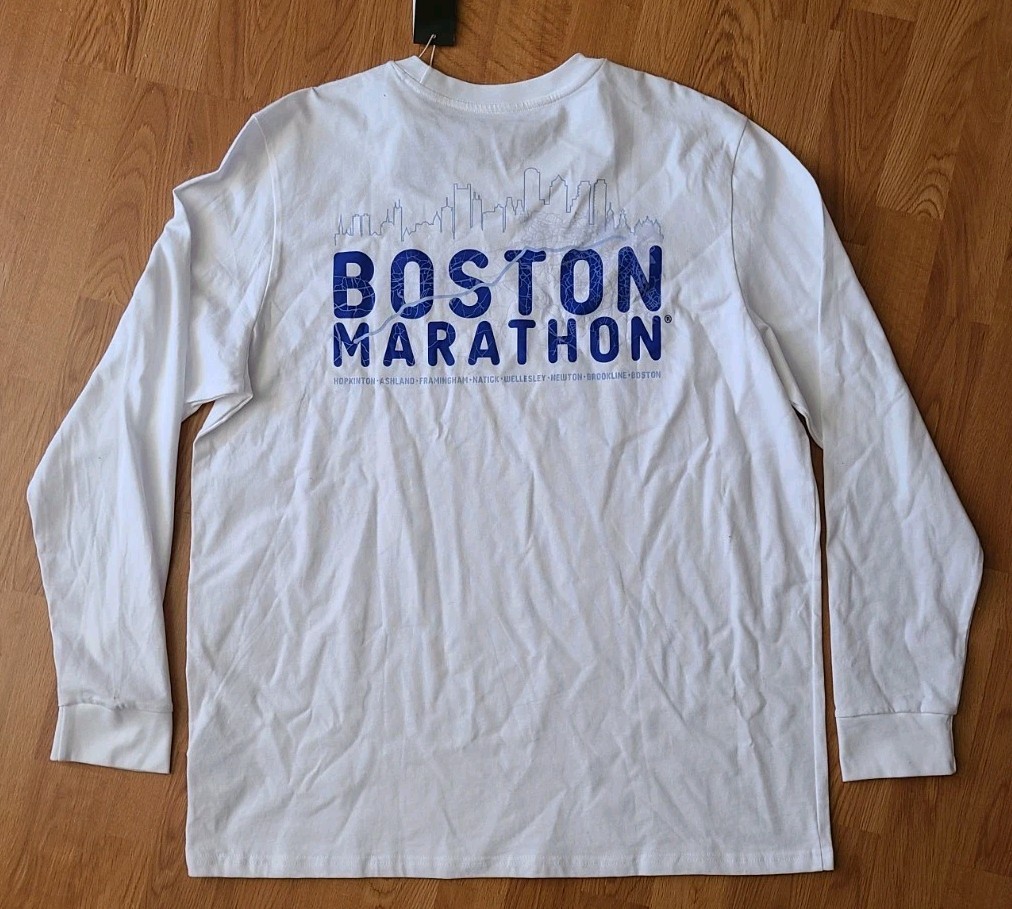$50 Adidas 2025 Boston Marathon Men's XL Long Sleeve White T-Shirt JW9337 NWT gallery