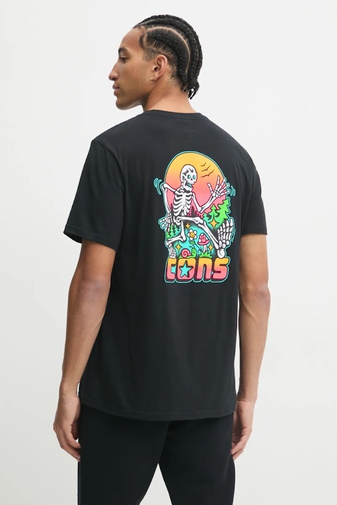 Converse 2XL Men's T-Shirt Black Retro Cons Bones Skeleton Sunrise Cotton New gallery