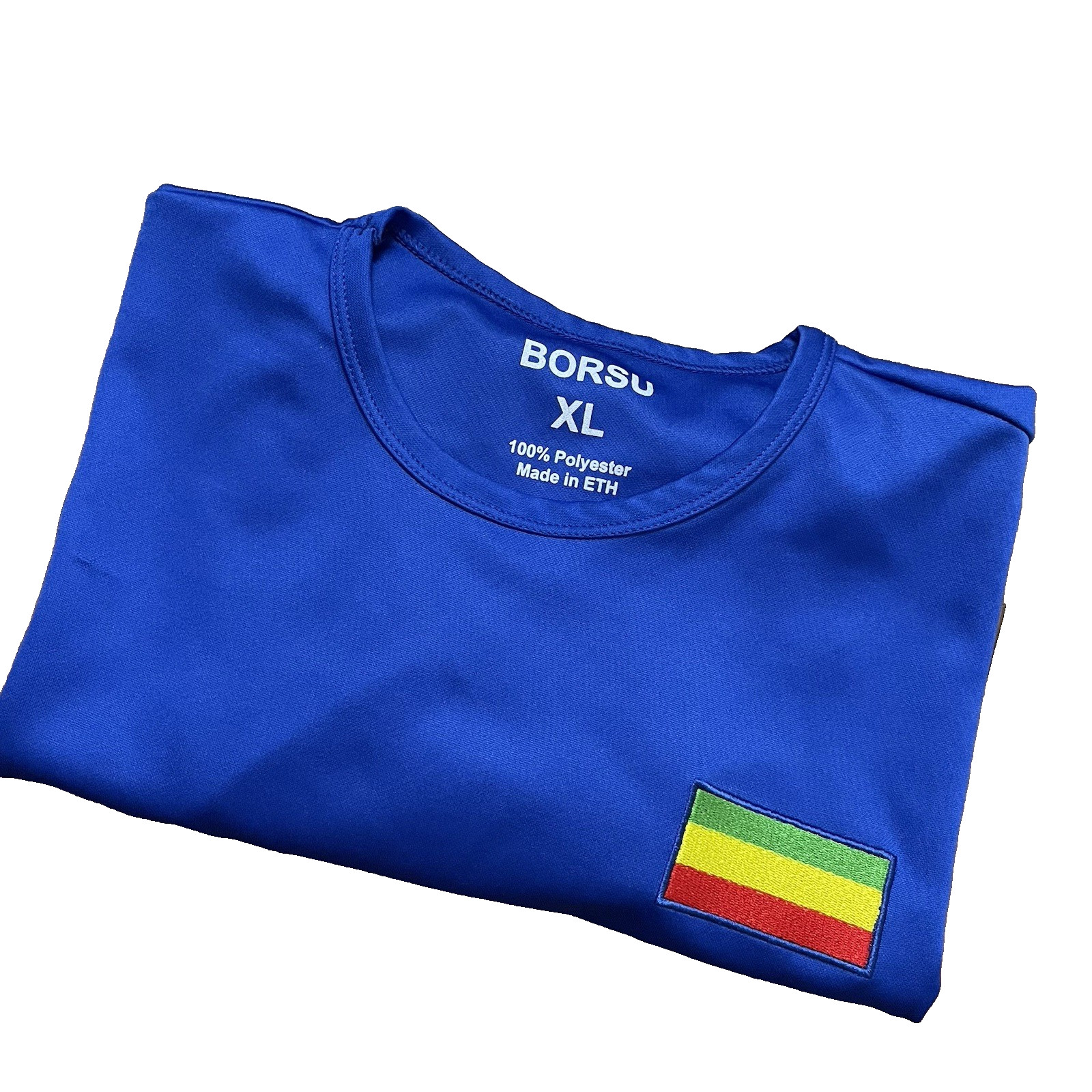Borsu Men’s XL Ethiopia Jersey Shirt Blue Ethiopia Flag Short Sleeve gallery