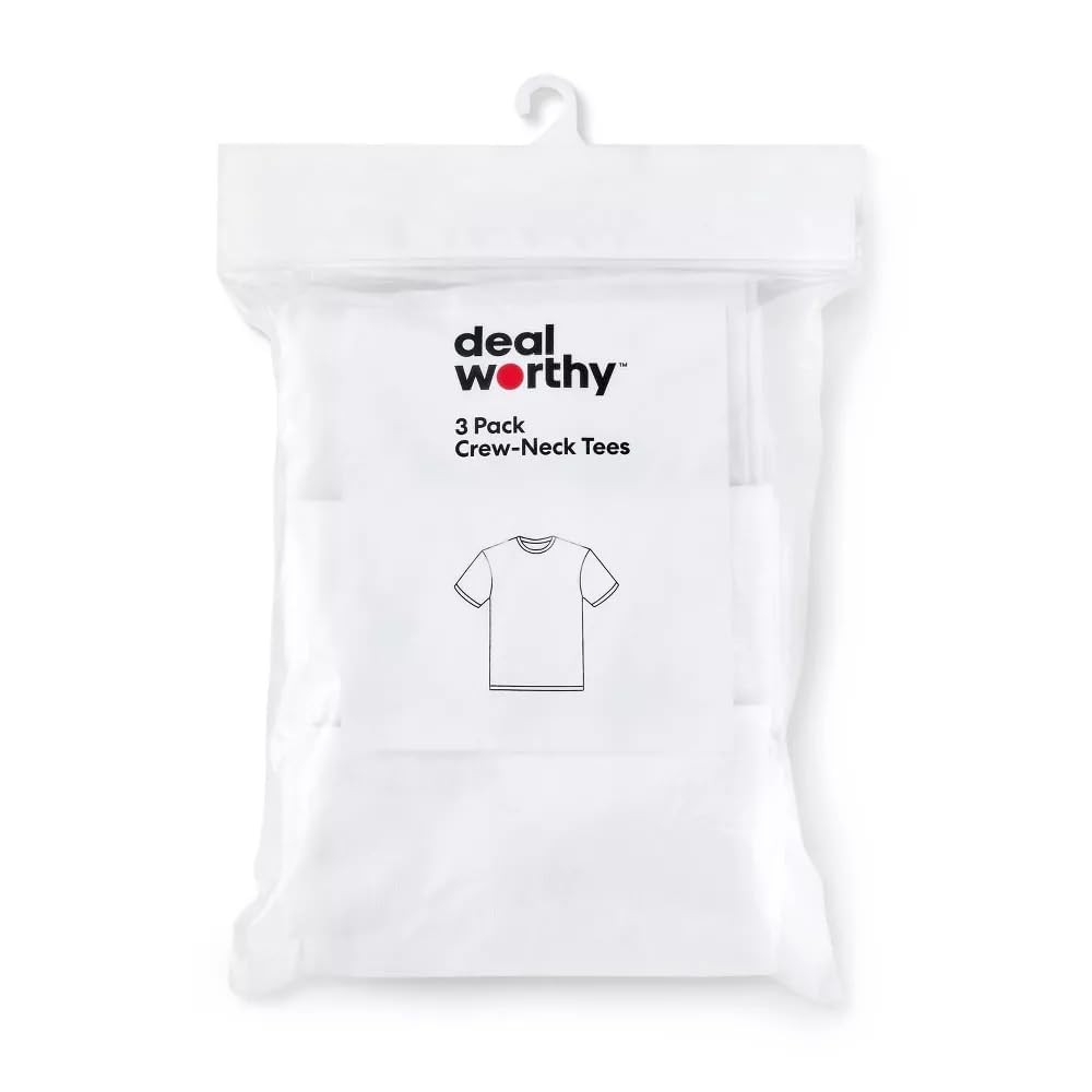 Dealworthy Men's Slim Fit Crewneck T-Shirt 3-Pack - Large White gallery