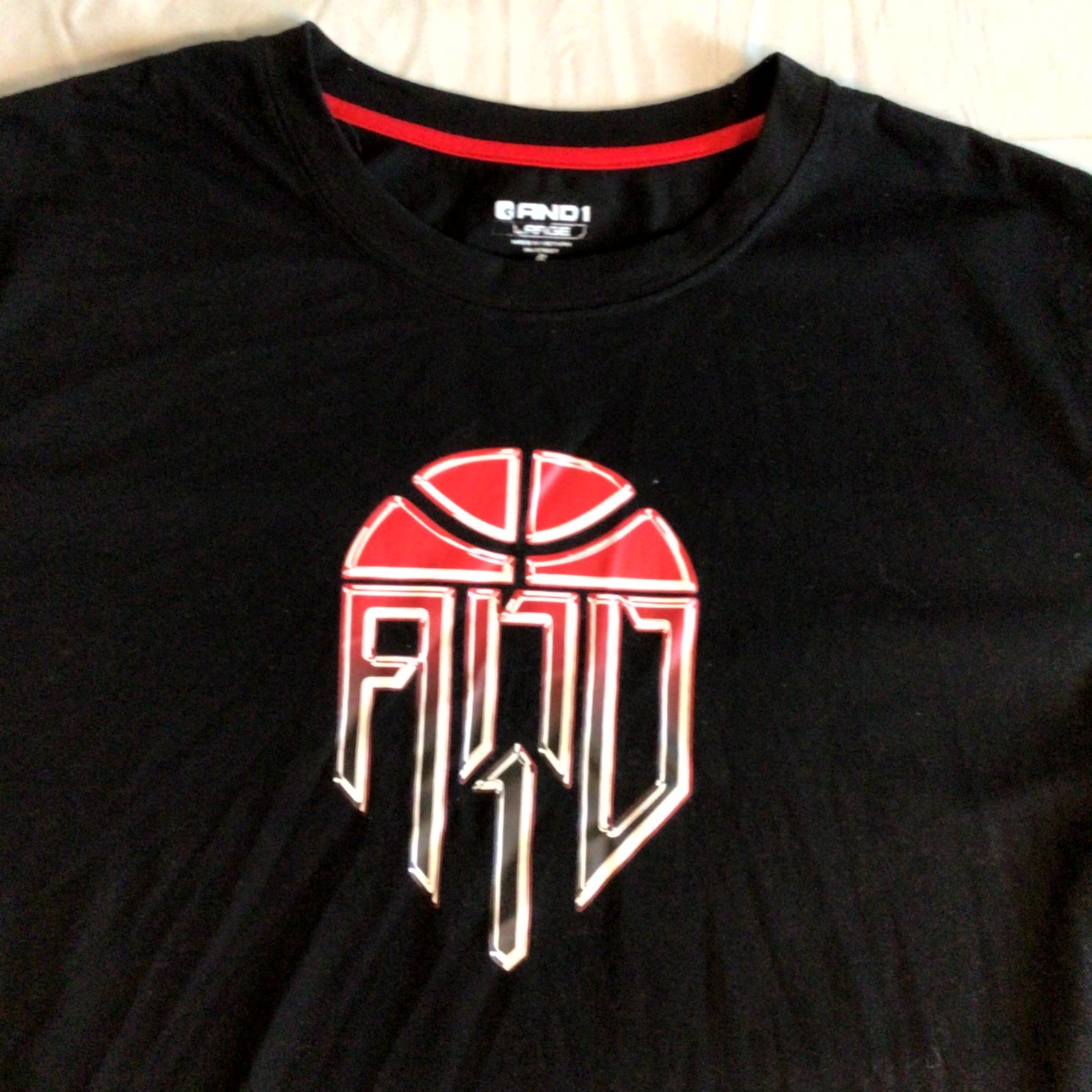 And1 Men's T-Shirt Large Black Red Graphic Streetwear Stop Sweating Me Pullover gallery