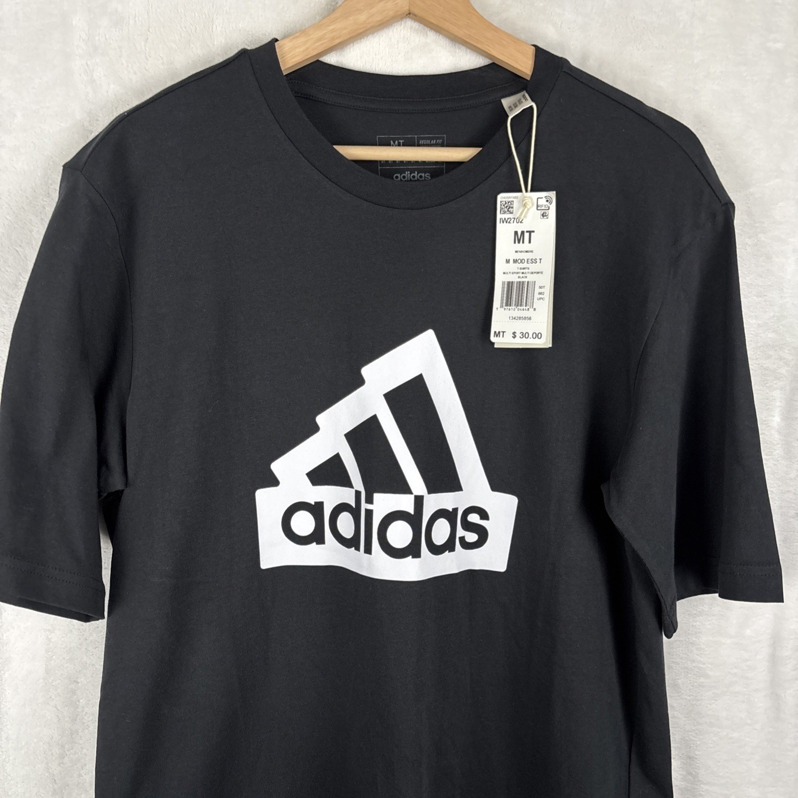adidas Men's Black White Modern Essentials Graphic Tee (IW2702) Medium Tall NWT gallery