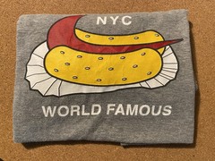 Nike NYC World Famous Hot Dog Athletic Cut M Mens Blue Shirt