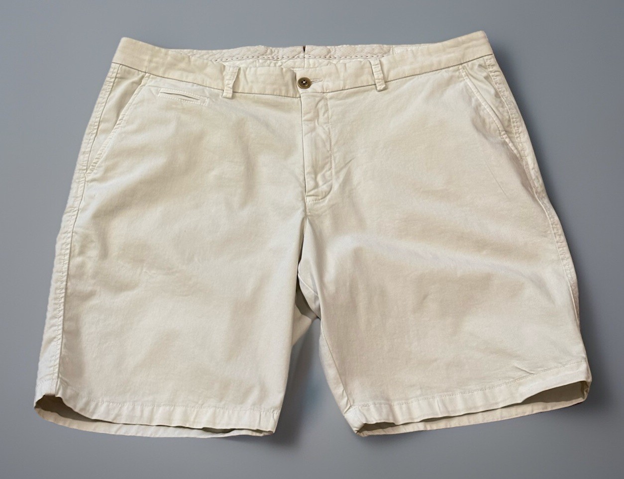 Size 38 X 9″ Ballin Drummond Men’s Flat Front Shorts Beige Golf Summer Preppy