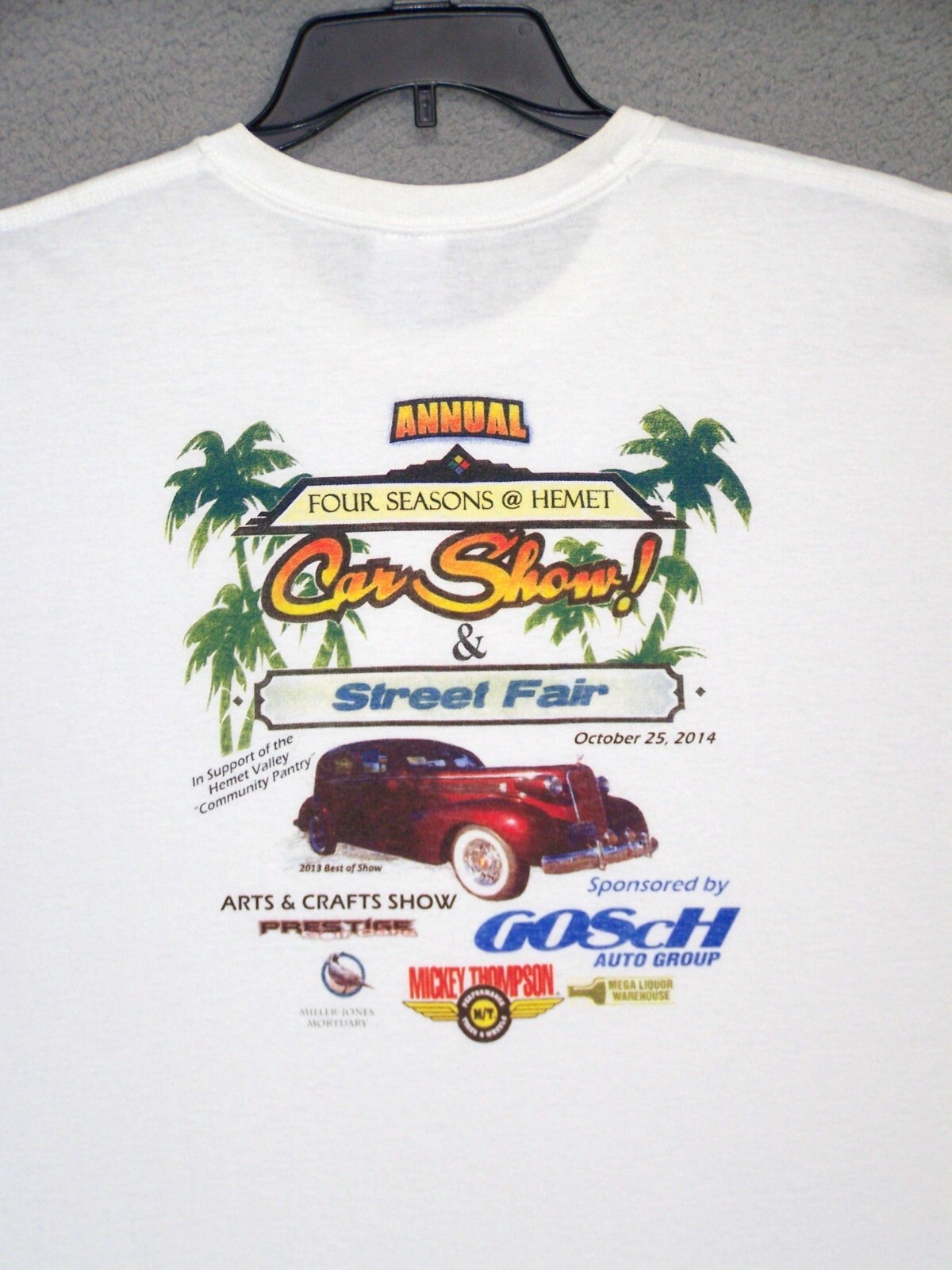 Four Seasons Shirt Adult 2XL XXL White Graphic Hemet Car Show Short Sleeve Mens gallery