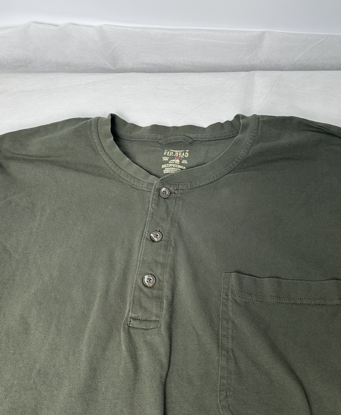 REDHEAD Long Sleeve Henley Shirt Men's 3XLT Olive Green gallery