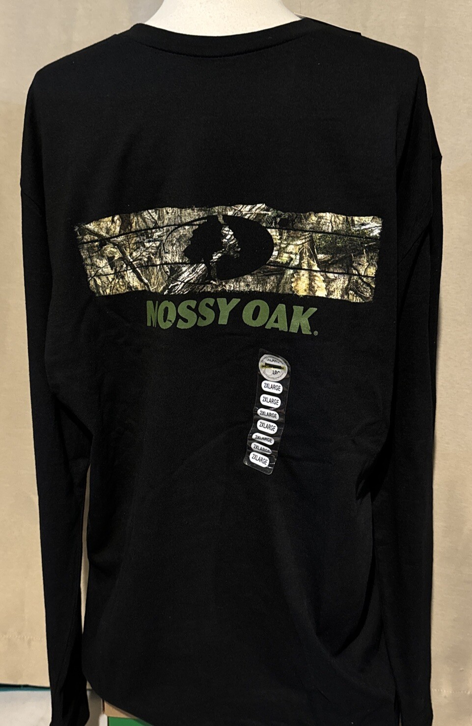 Mossy Oak Men's 2XL Long Sleeve Black T-Shirt With Camouflage Logo gallery