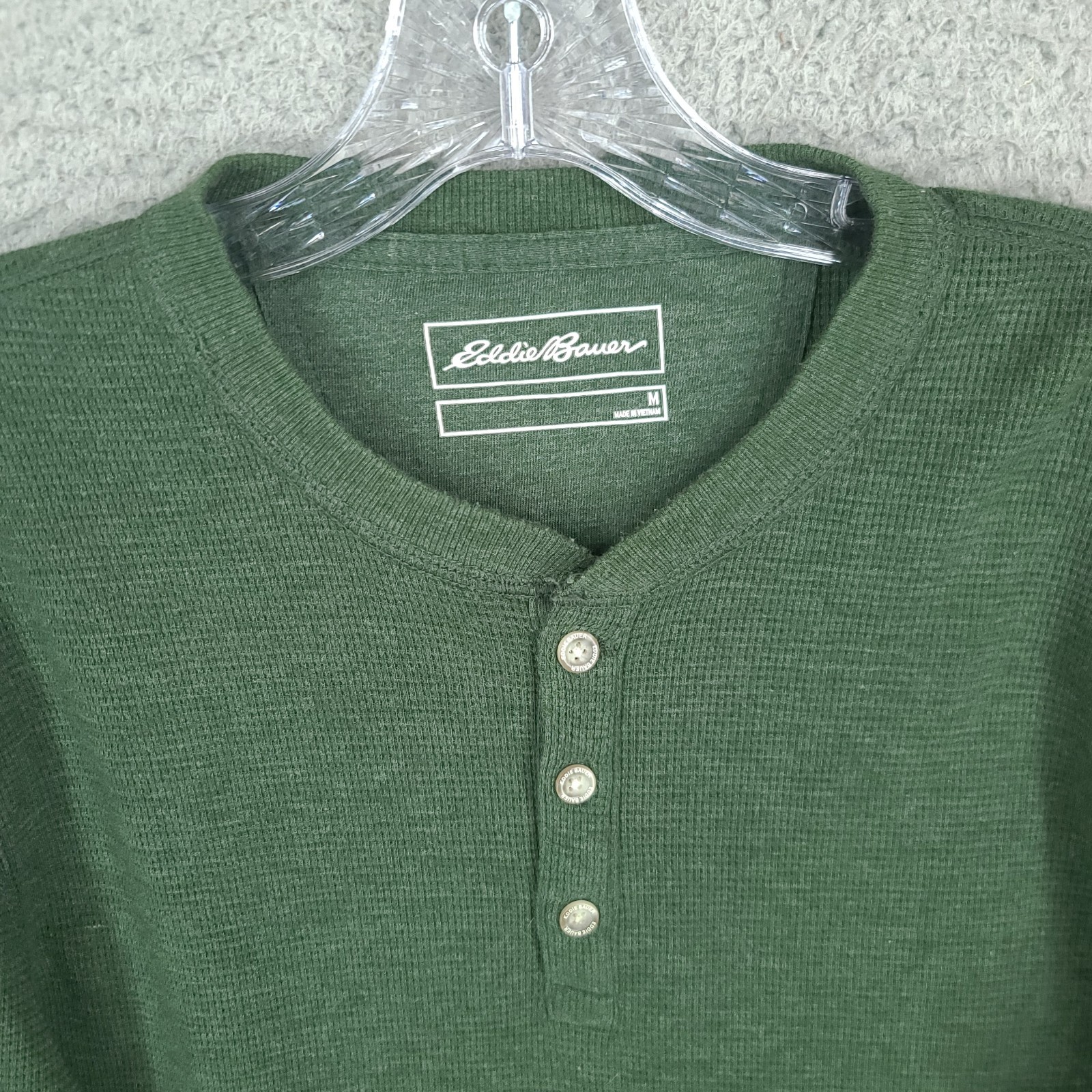 Eddie Bauer Thermal Henley Shirt Mens Medium Green Long Sleeve gallery