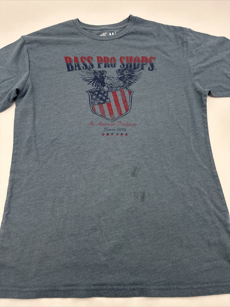Bass Pro Shop T-Shirt Men Medium Green Graphic Print Logo Fish…#8615