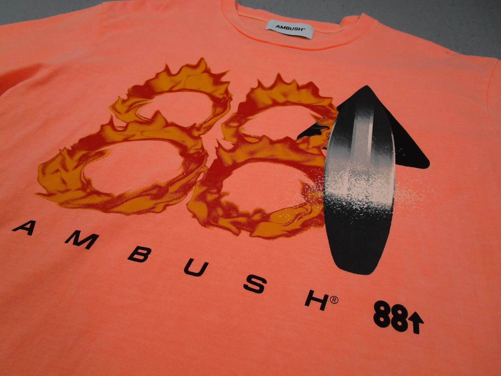 Ambush Shirt Mens Medium Neon Orange Flaming 88 Rising Japan Streetwear gallery