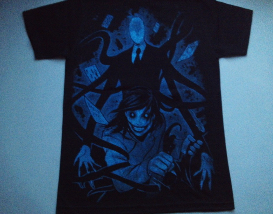 JEFF THE KILLER SHIRT,CREEPYPASTA SLENDERMAN HORROR ANIME MANGA DOUBLE SIDED gallery