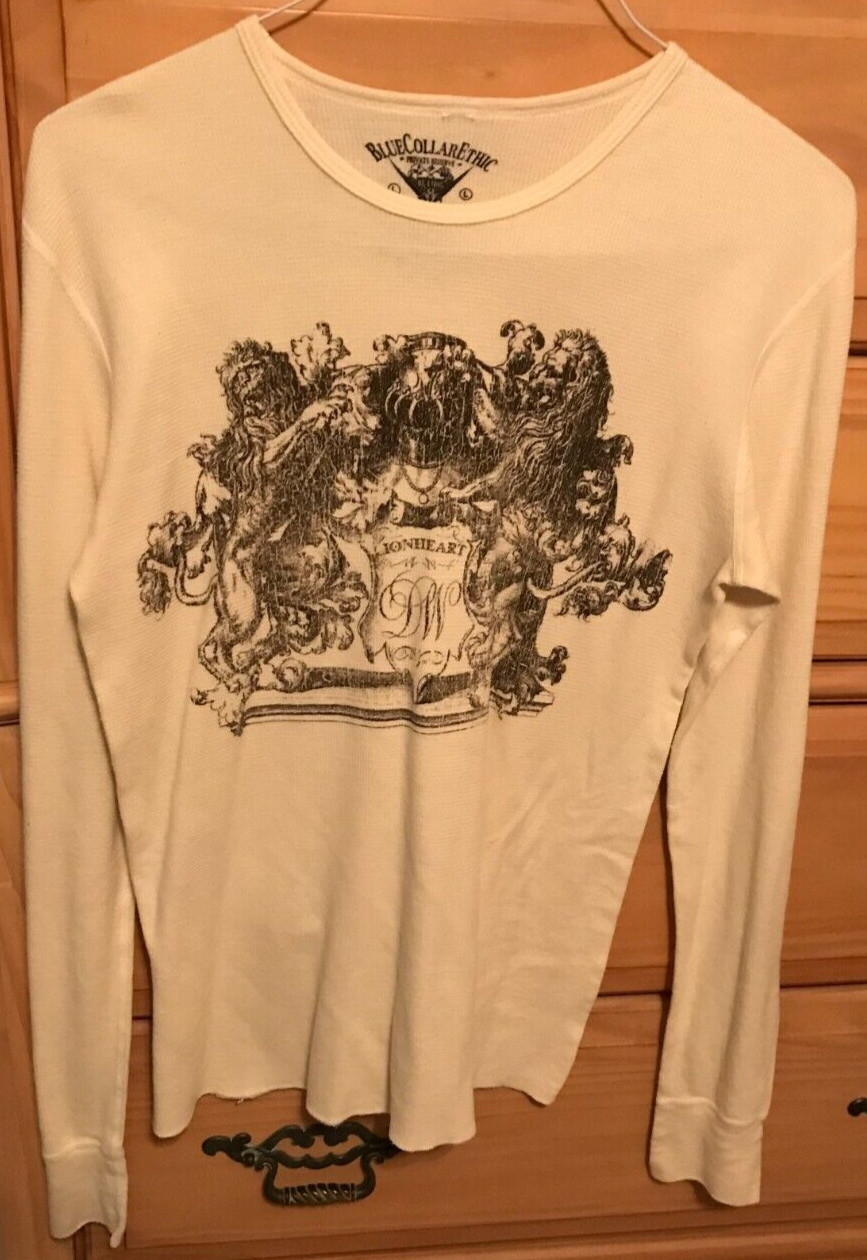 Blue Collar Ethic LIONHEART Adult Long Sleeve Off-White Cotton/Poly SHIRT Size L