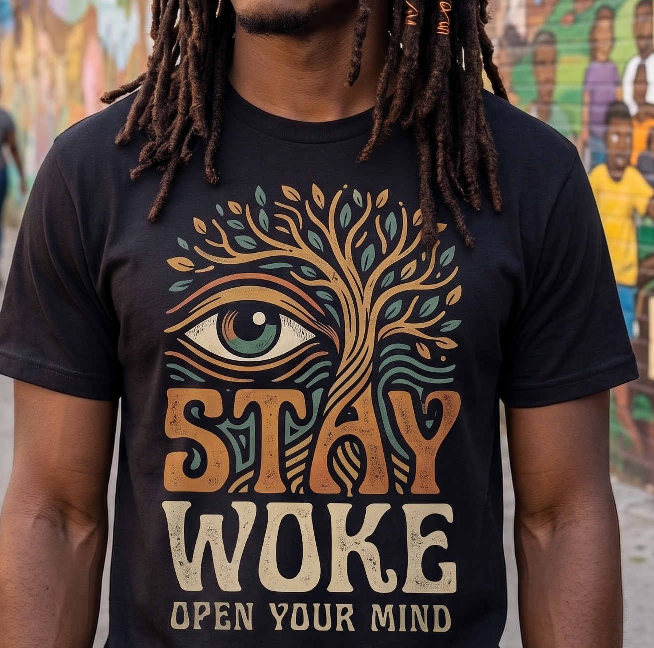 Poly-Cotton Blend Custon T-Shirt Stay Woke XS/S/M/L/XL gallery