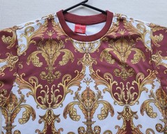 Victorious Los Angeles Rhinestone Baroque T-Shirt – Burgundy Gold – Size: Small