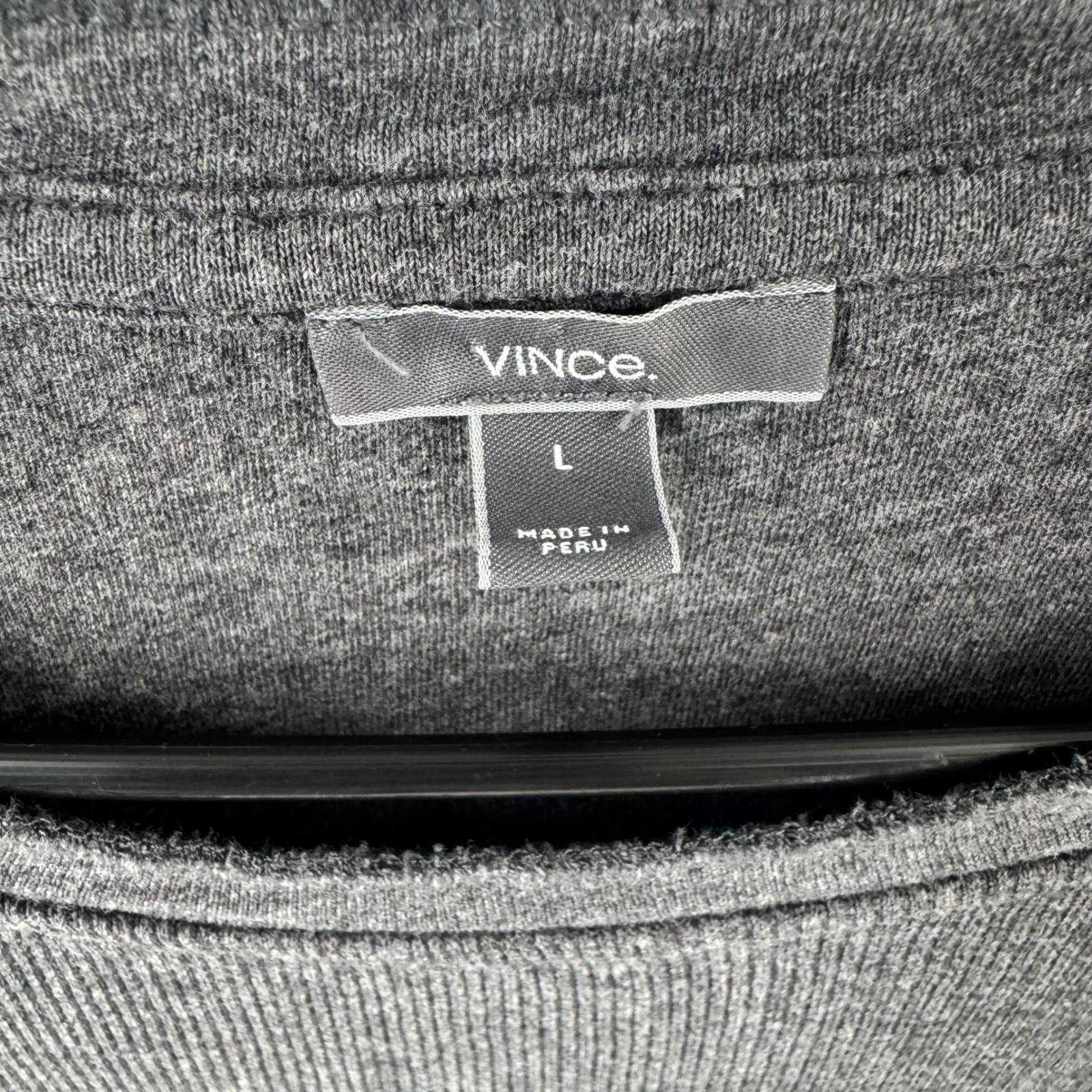 Vince Mens Charcoal Grey 100% Cotton Ribbed Long Sleeve Crew Neck Shirt Large gallery
