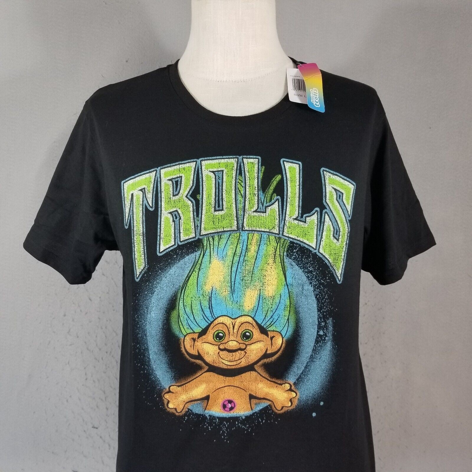 Dreamworks Good Luck Trolls Shirt Mens Large Black Short Sleeve Retro New gallery