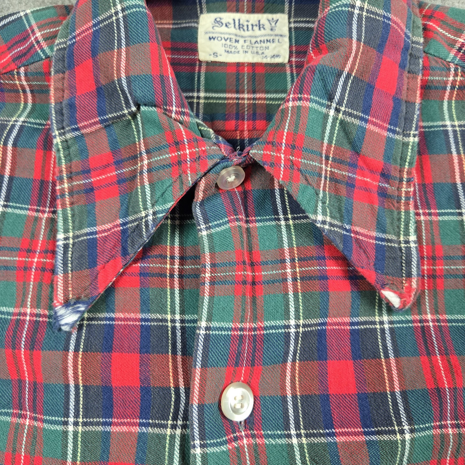 Vintage Selkirk Shirt Mens Small Red 70s 80s Button Up Plaid Woven Flannel USA gallery