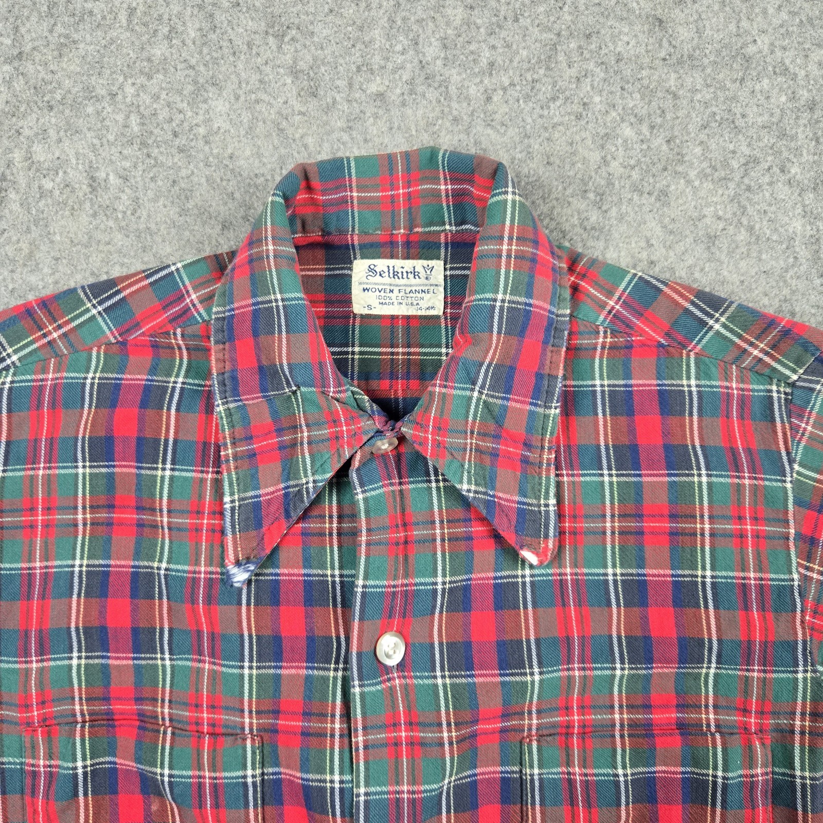 Vintage Selkirk Shirt Mens Small Red 70s 80s Button Up Plaid Woven Flannel USA gallery