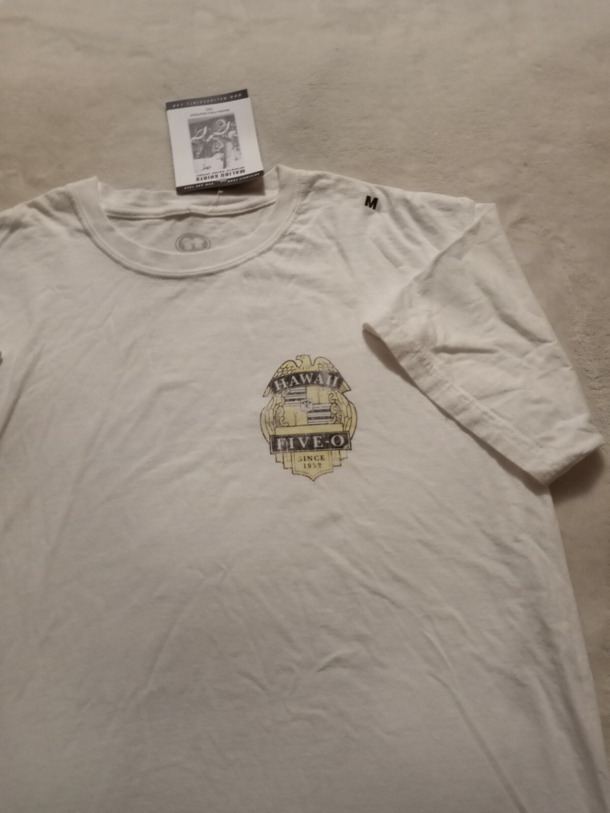 NOS Vintage NWT Hawaii Five O Mens Adult White T Shirt Tee Size M Medium a8 gallery