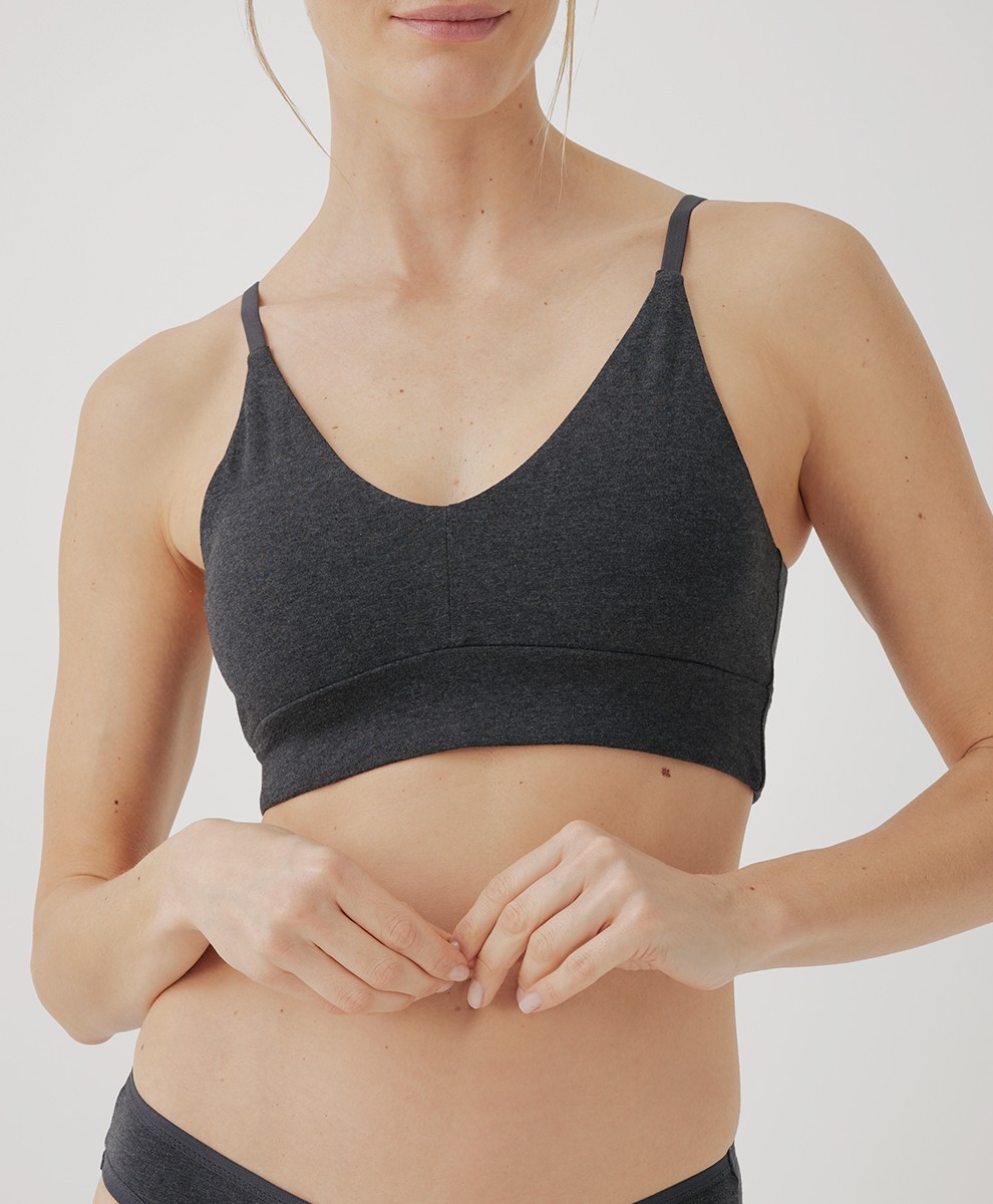 Pact Women's Everyday Classic T-Shirt Bra Large Charcoal Heather Comfortable Fit gallery