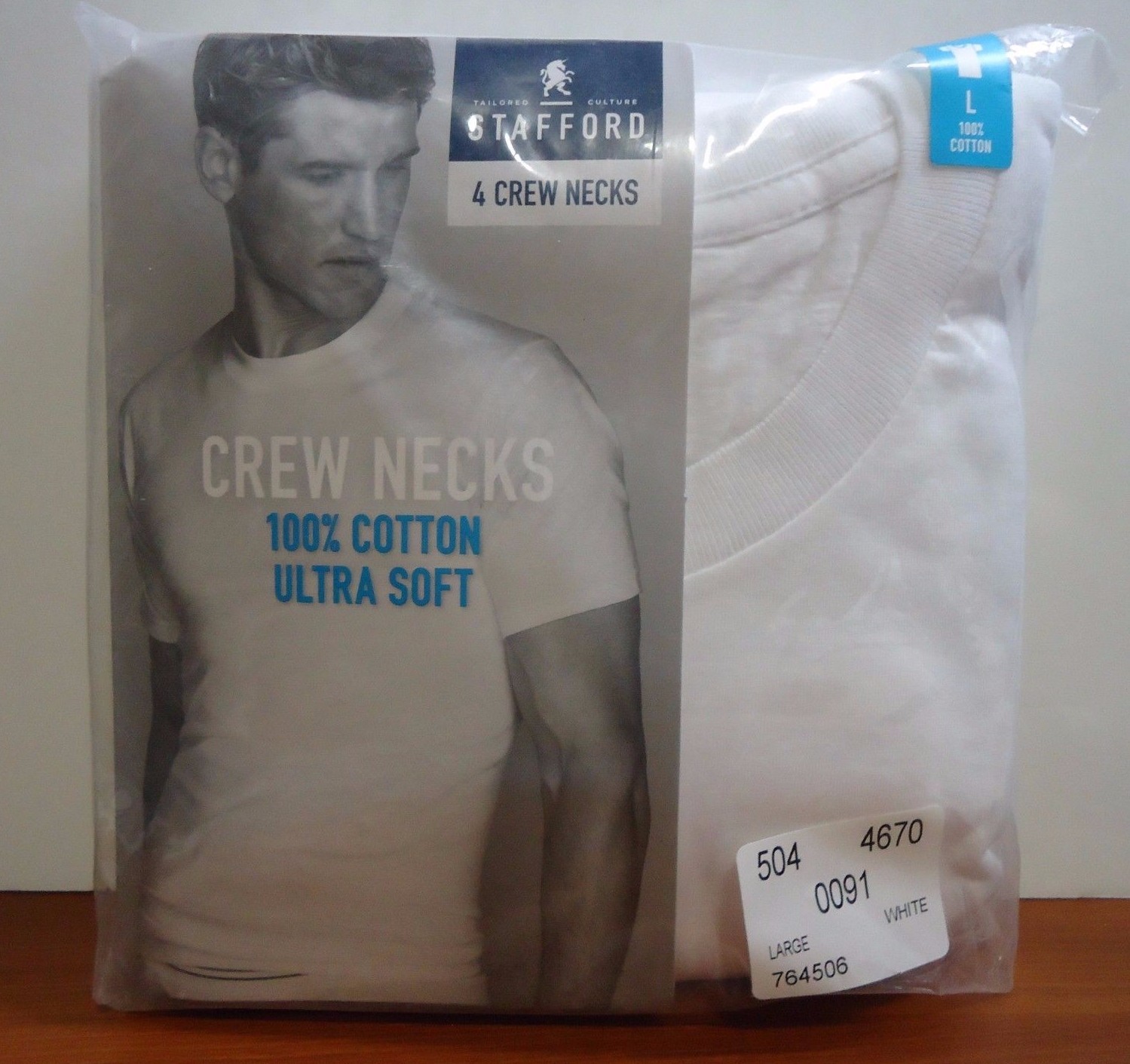 Stafford 4-Pack Men's Ultra Soft 100% Cotton Crew-Neck T-Shirt White gallery