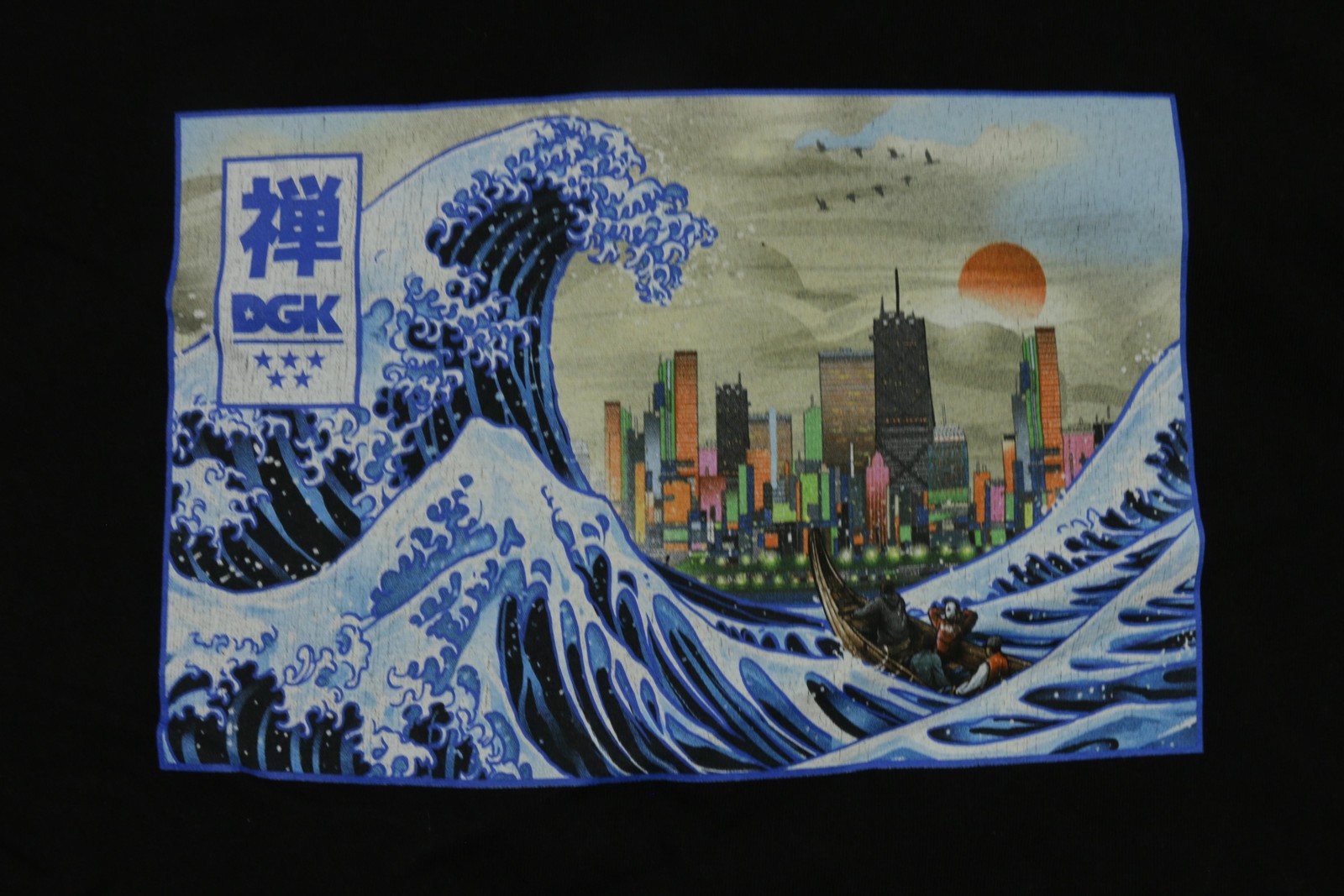 DGK Shirt Mens Medium Black Great Wave Chicago Graphic Tee Urban Skate T-Shirt gallery