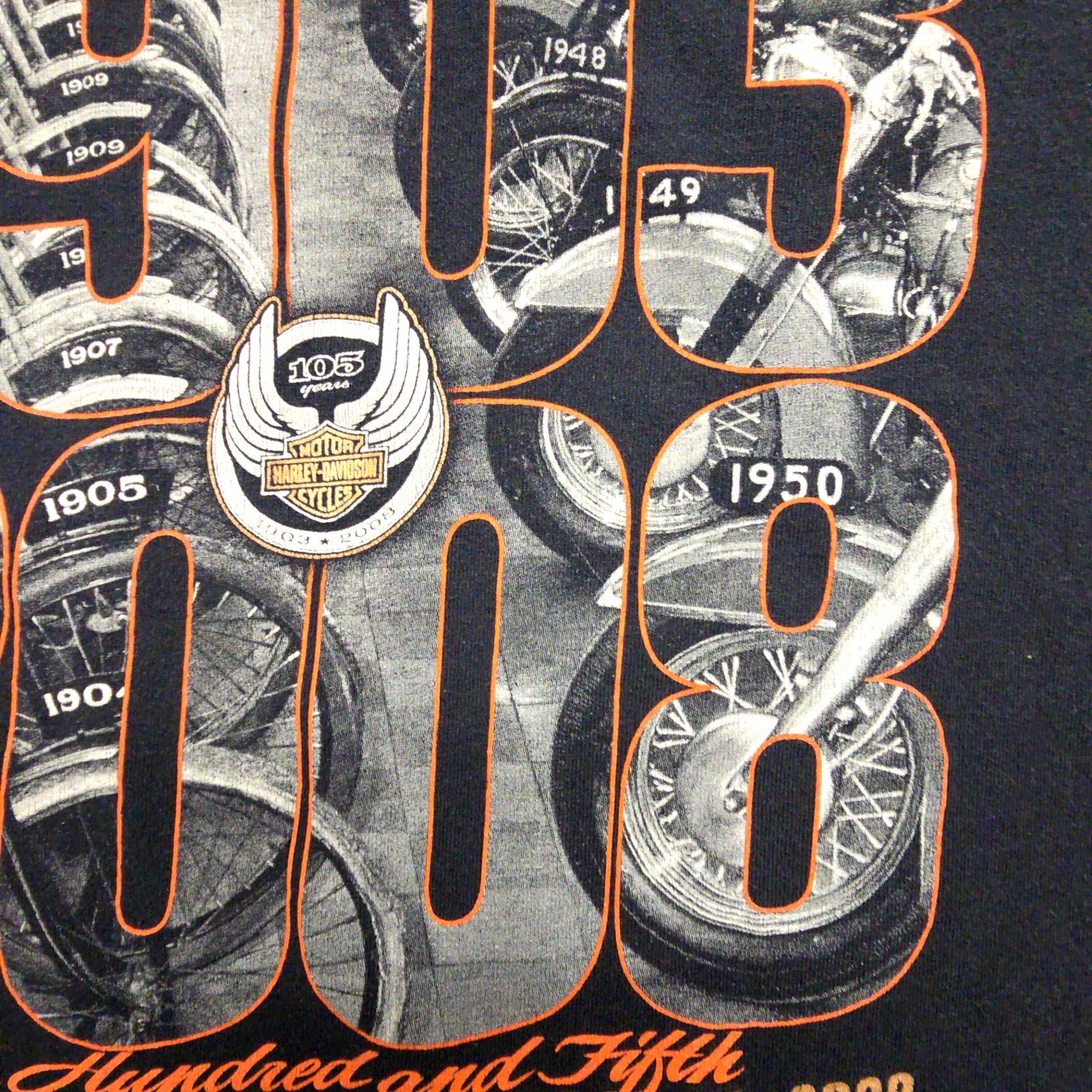 Harley Davidson 105th Anniversary Tee Black Graphic Mens XL Motorcycl Shirt 2008 gallery