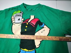 2000s Y2K 2010 Popeye Spinach Cartoon All Over Print Licensed T-Shirt M