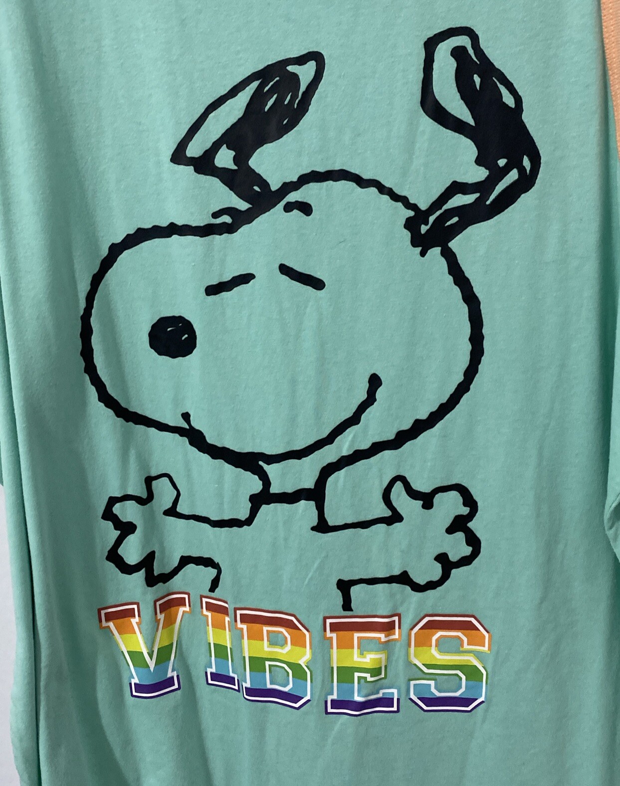 Peanuts Snoopy Men's Pride Tank Top Shirt “Vibes” Aqua XL (46-48) NWT gallery