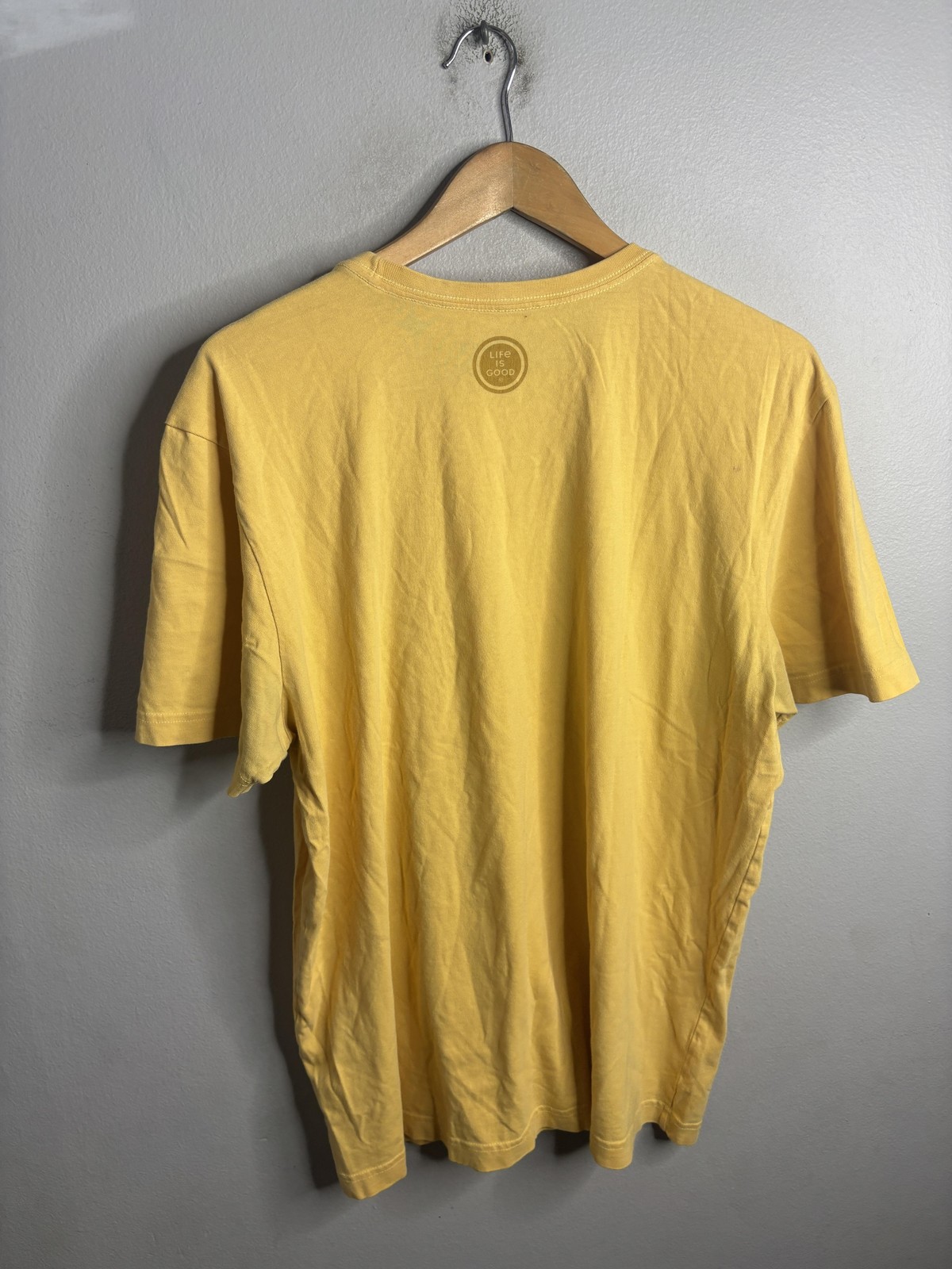 Life Is Good Shirt Mens Large Yellow WTF Where's The Fish Graphic Crusher Tee gallery