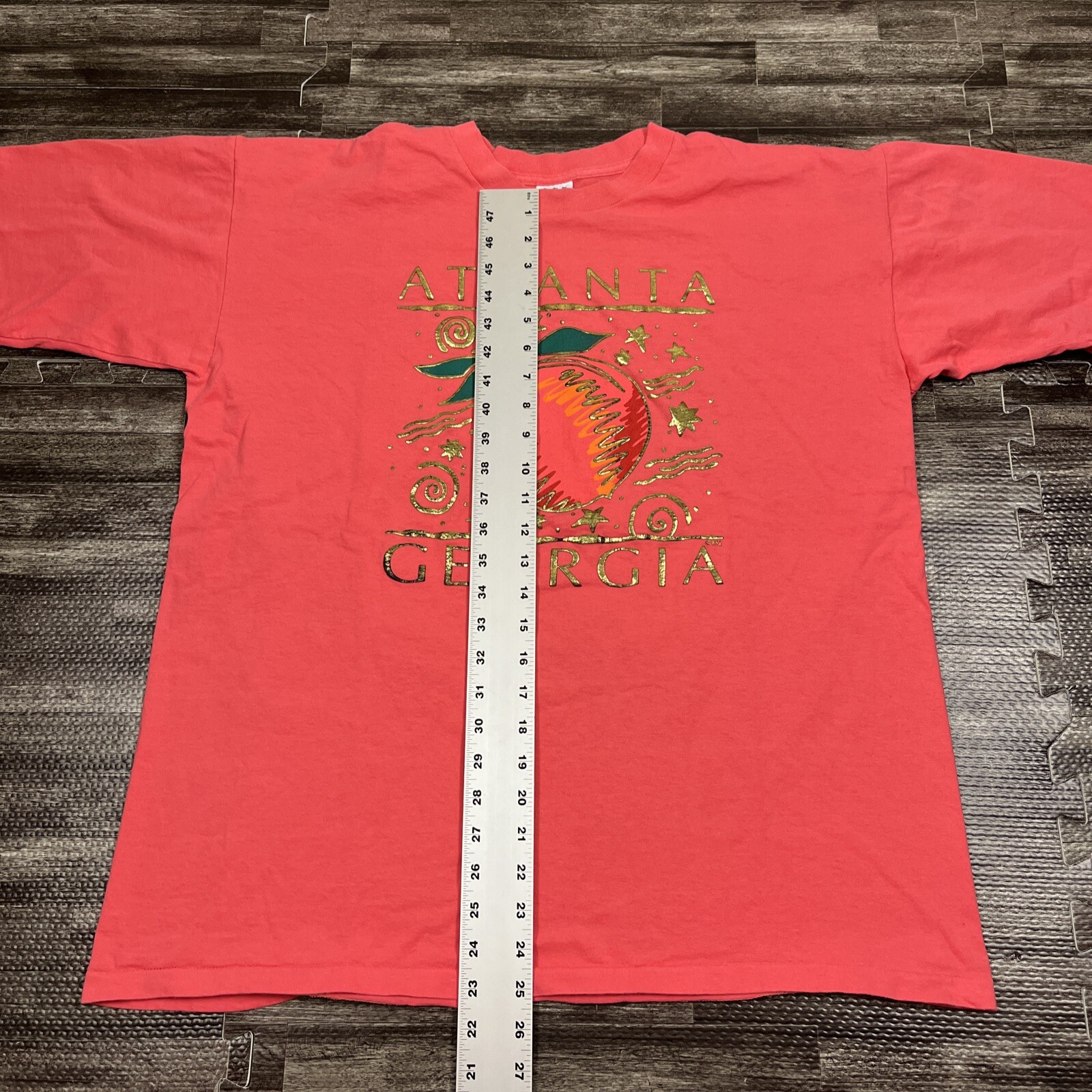 Vintage 90s Atlanta Georgia Graphic Tee XL Pink Single Stitch VTG Casual Unisex gallery