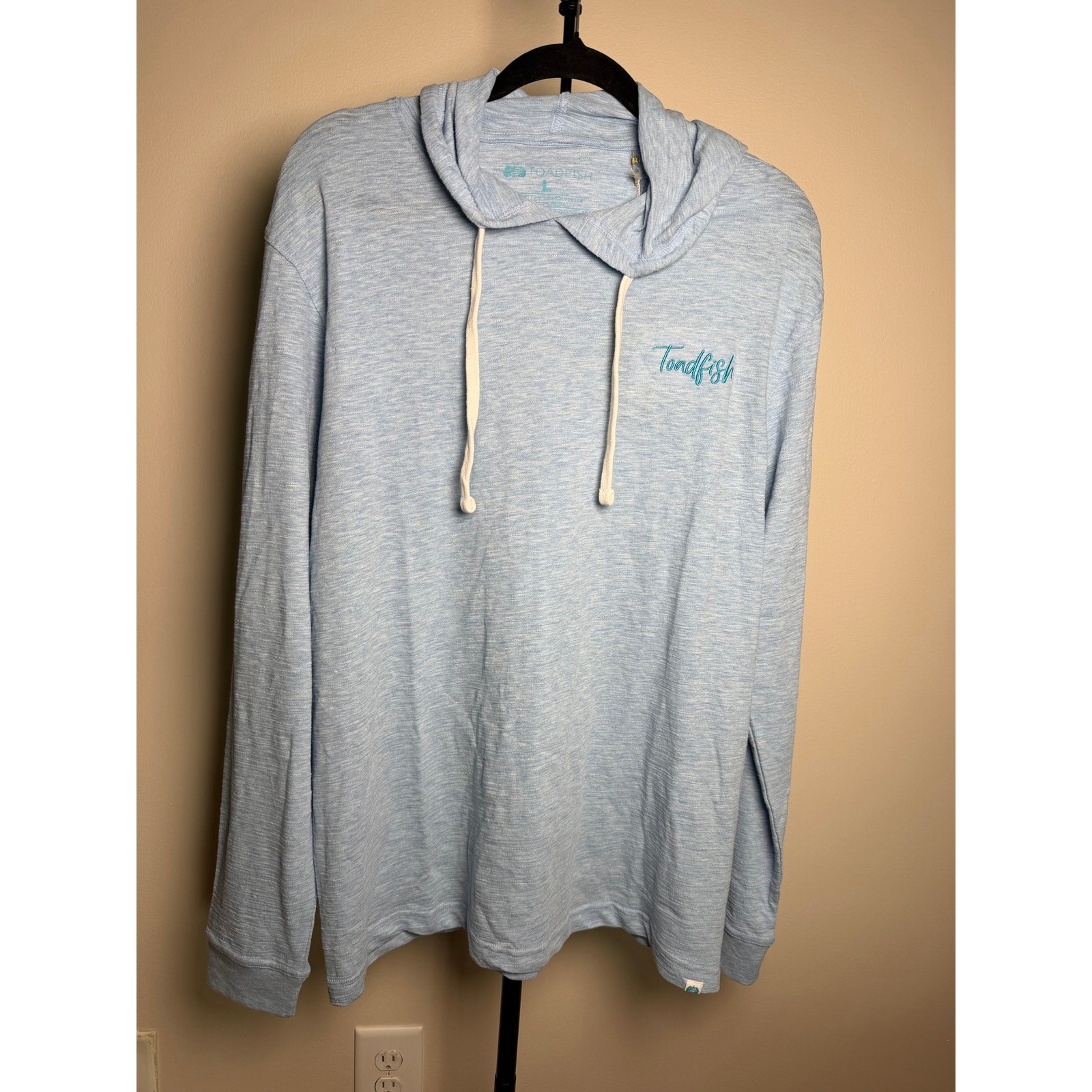Toadfish Slub Hoody Shirt Ice Blue Size Large Cotton Blend NWT gallery