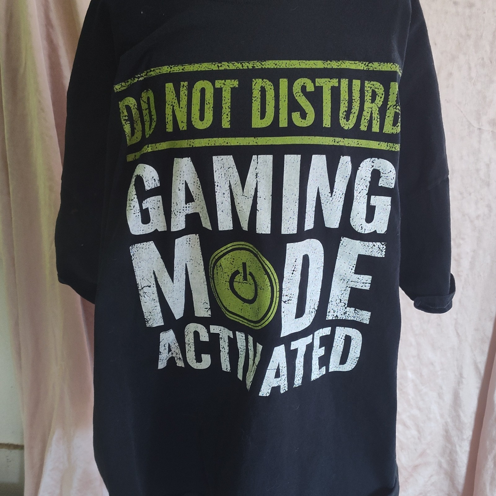 Half It Do Not Disturb Gaming Mode Men's Black Graphic Crew Neck T-Shirt gallery