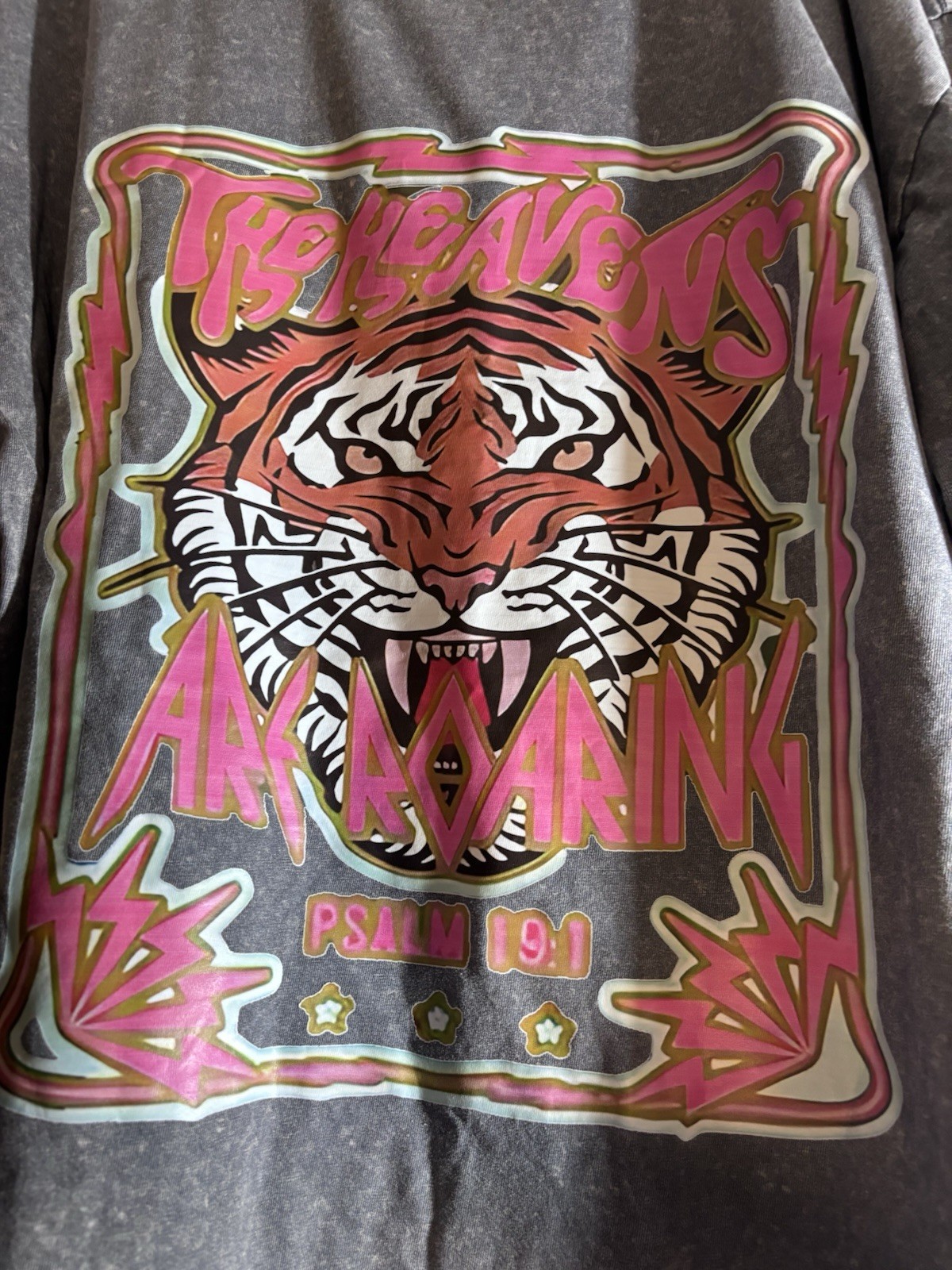 DIGIPRINT APPAREL Men's 3XL Gray Cotton Tiger Graphic Short Sleeve T-Shirt gallery