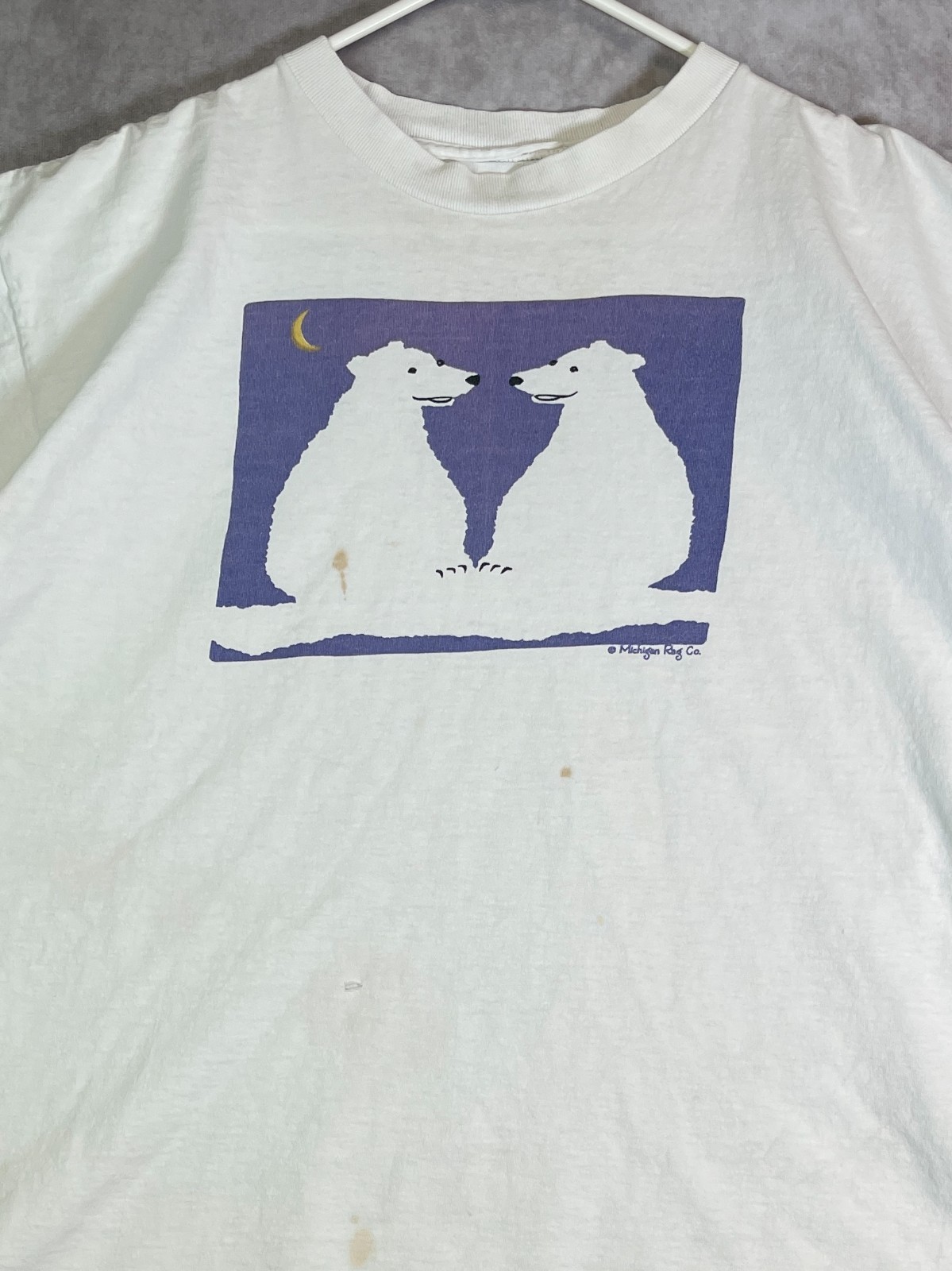 VINTAGE Polar Bear Shirt Adult Medium White Single Stitch Graphic Tee Art 90s gallery