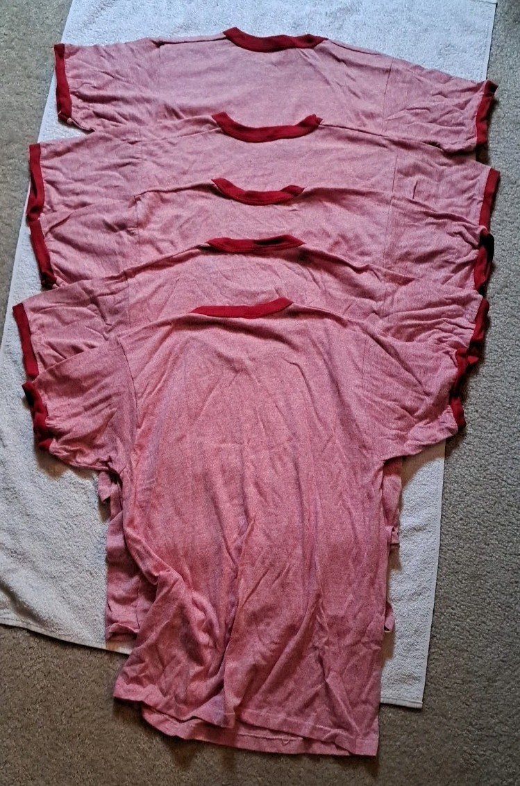 5 Vintage 80s 70s Russell Athletic Ringer Heather Red Tri Blend Medium Blank gallery