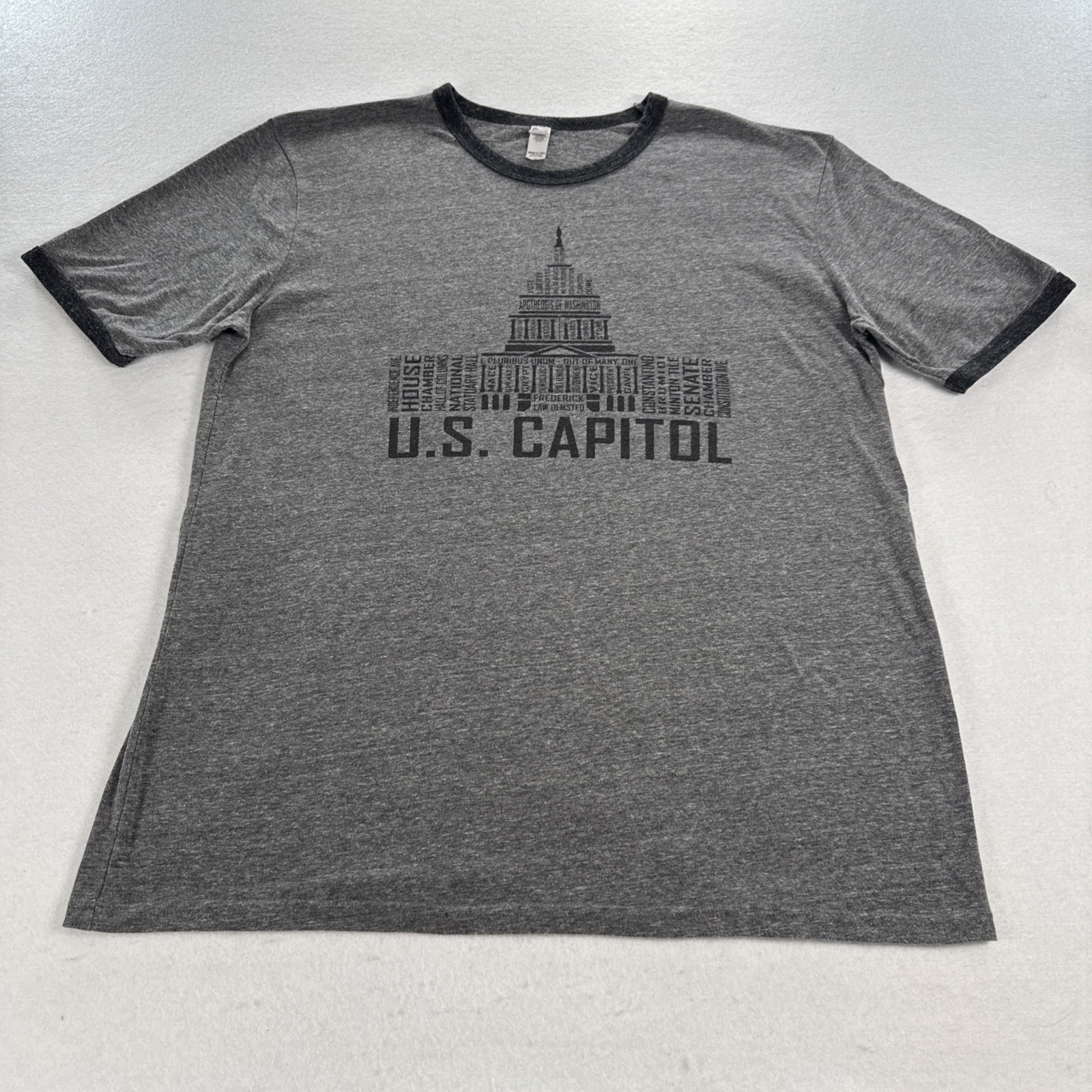 Vintage Washington DC United States Capitol Ringer Shirt Gray Rare Made In USA gallery
