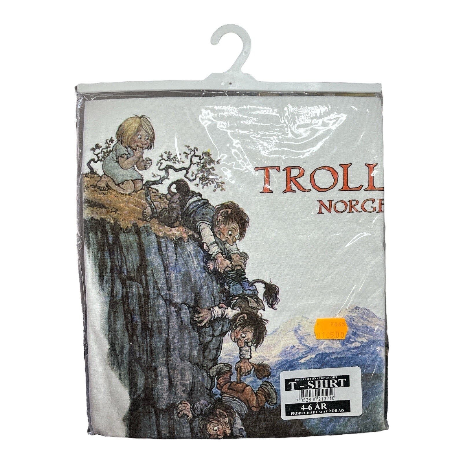 Vntg NyForm Trolls T-Shirt 100% Hurricane Cotton NIP Size 4/6 Norway Early 1990s