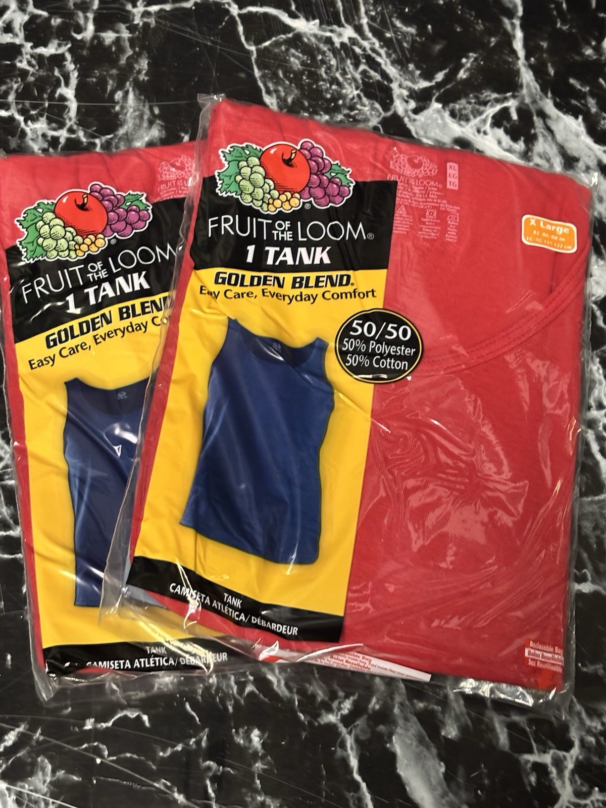 Lot Of 2 Vintage Fruit of the Loom Golden Blend Tanks- Red gallery