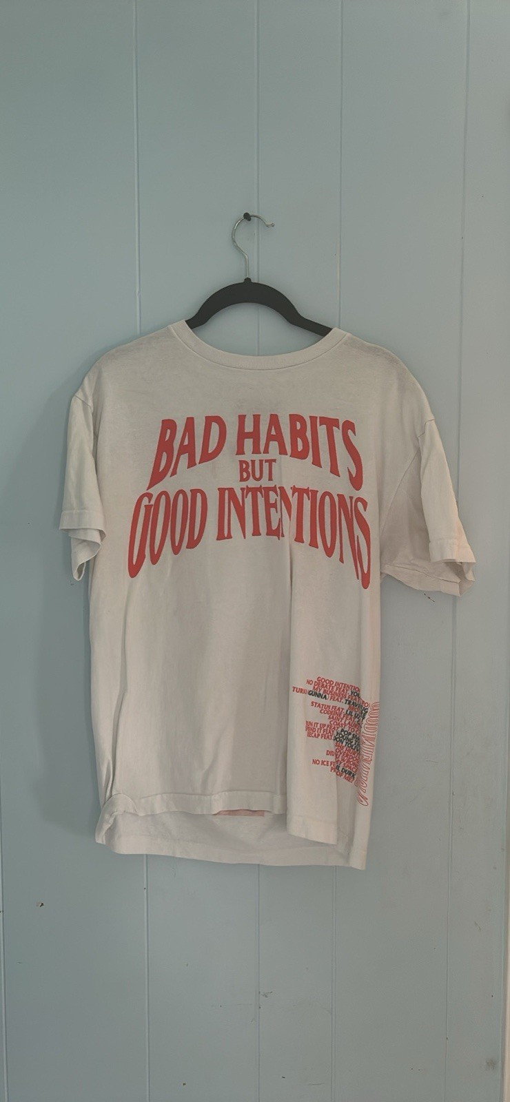 NAV Men’s M Bad Habits But Good Intentions Graphic Tee White Cotton flawless ! gallery
