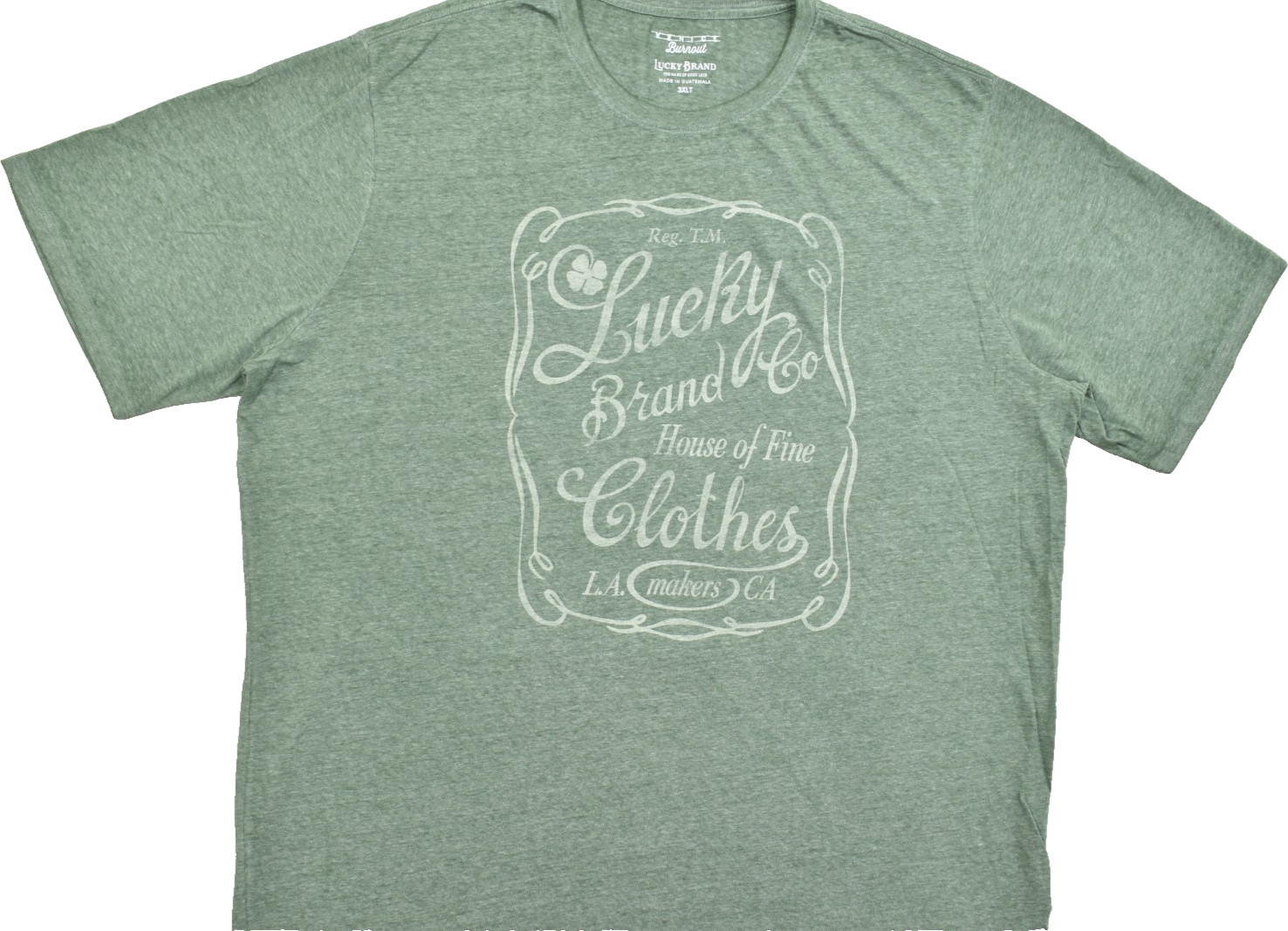 Lucky Brand Men's Lucky Label Green Short Sleeve Crew Neck Size 3XLT NEW gallery