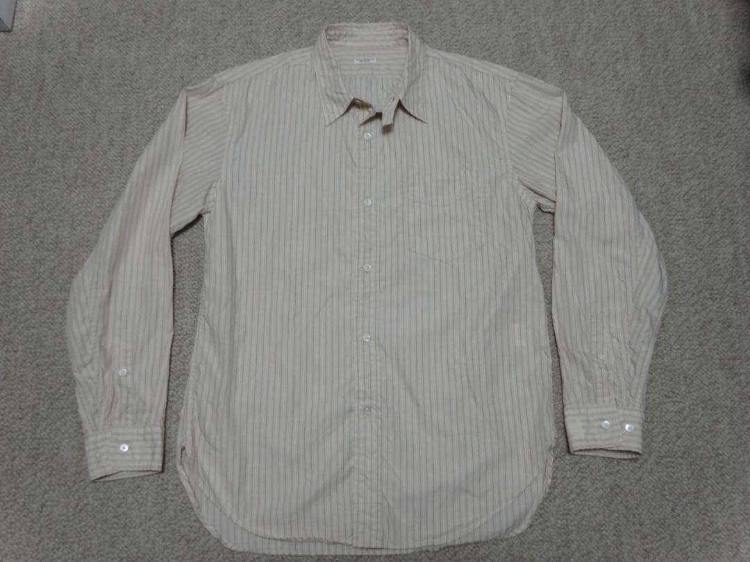 PHIGVEL Beige Stripe Work Shirt with Chin Strap Size M gallery