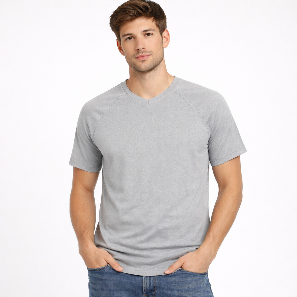 Z by Zella Men’s V-neck Swing Performance Tee T-shirt in Gray Ice & size Small