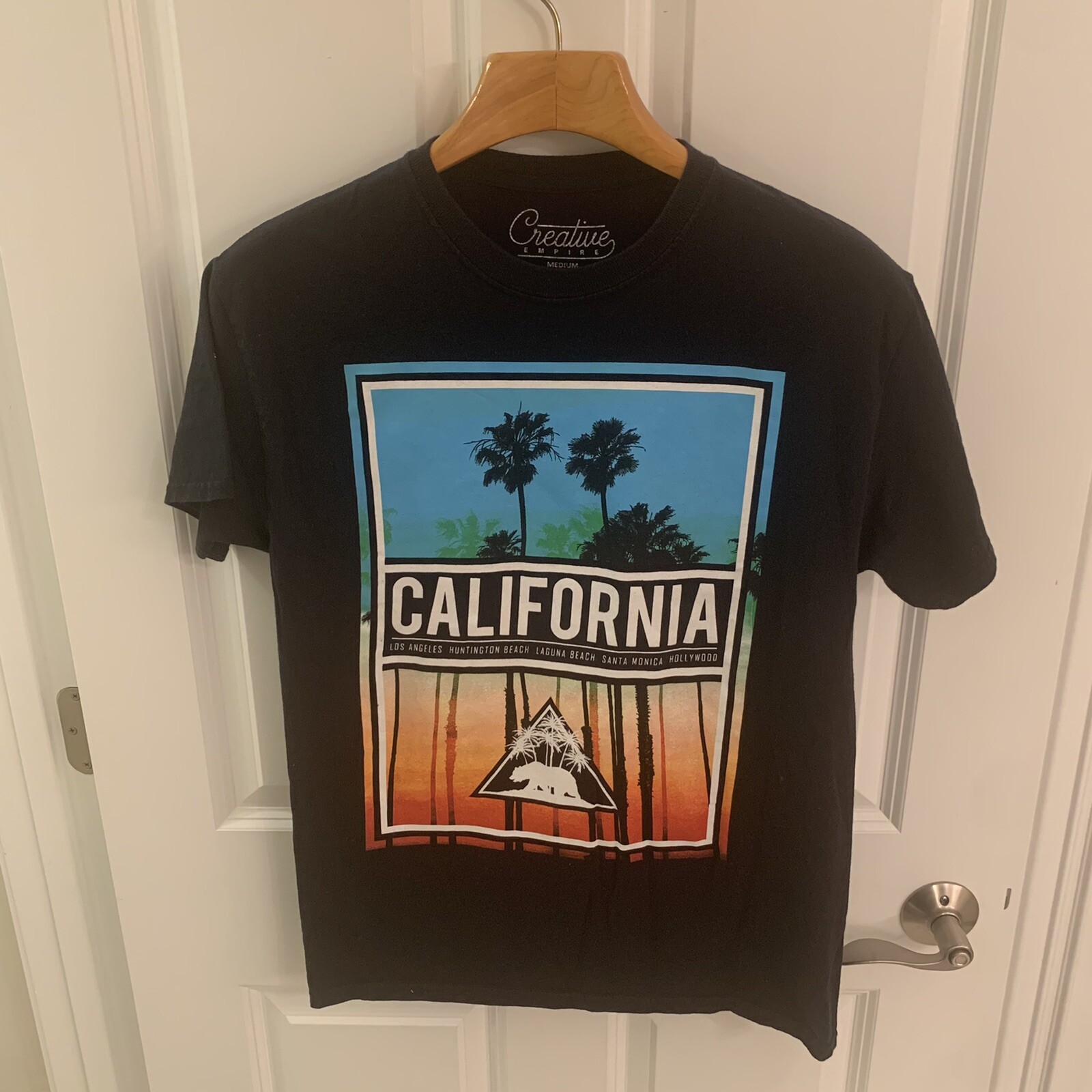 California Tee T Shirt Men Medium M Black LA Huntington Beach Laguna Hollywood