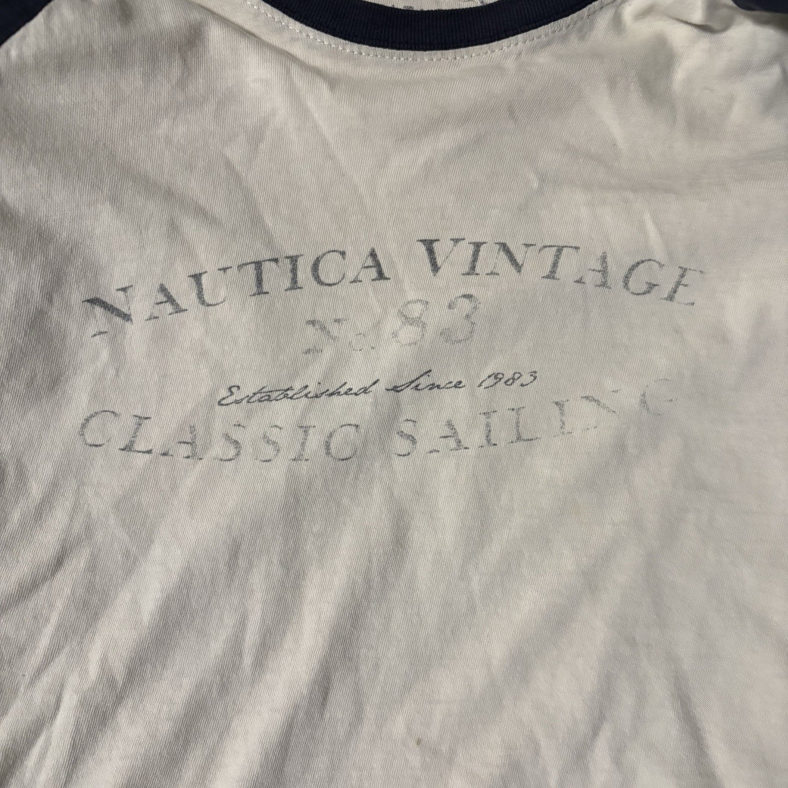 Nautica Vintage Classic Sailing Raglan Long Sleeve Shirt XL gallery