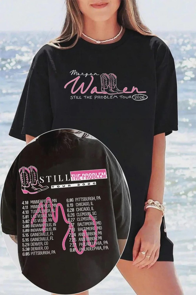 Morgan Wallen Still the Problem Tour 2026 Pink Cowboy Boots T-Shirt