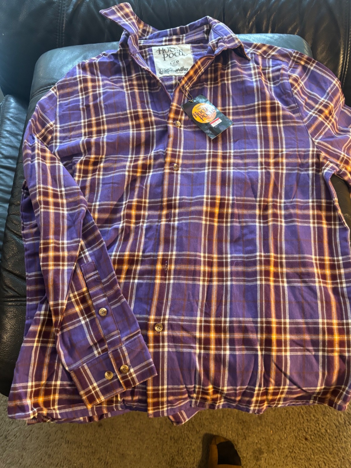 Disney Hocus Pocus flannel shirt L cake worthy new w tags purple gallery