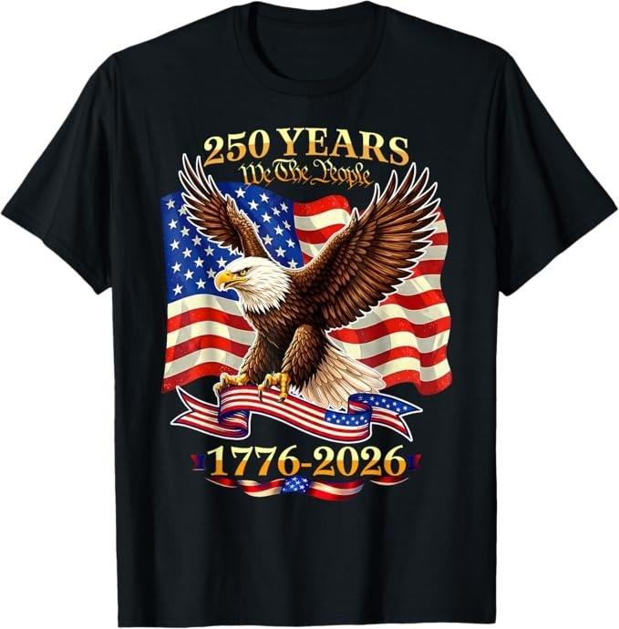250 Years American 1776-2026 Eagle USA Flag Patriotic T-Shirt - H392 gallery