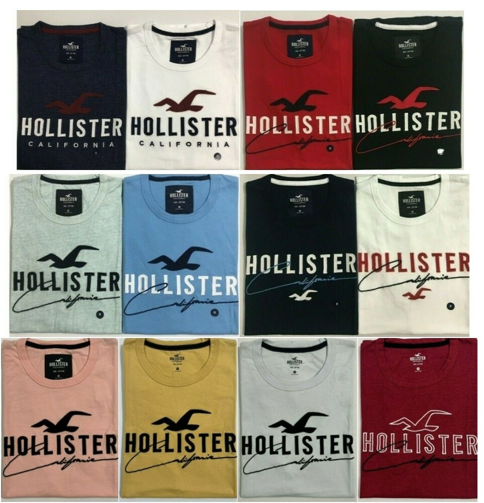Hollister Men's Applique Graphic T-Shirt Crew Neck Logo Tee Size XS S M L XL XXL gallery